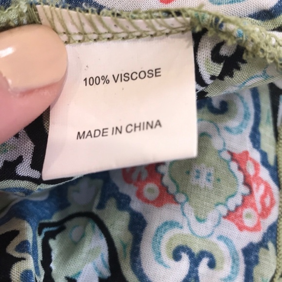 SML Green and Blue Pattern Crop Top Large - Picture 4 of 5